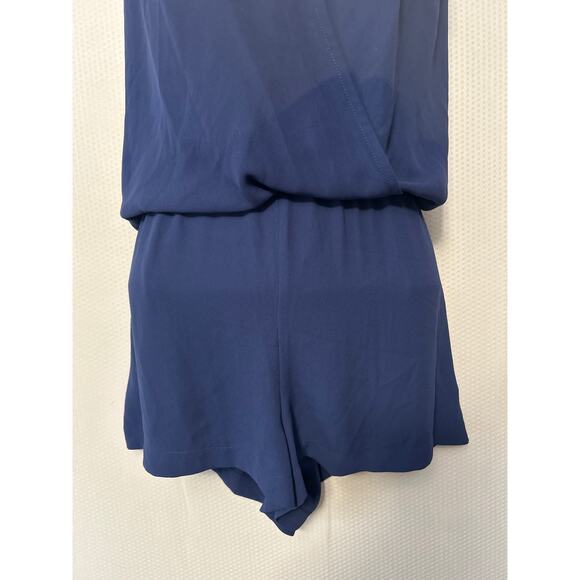 BCBGMAXAZRIA Blue Thalia Draped Romper One Piece Lightweight Pockets Size Small - Picture 3 of 10